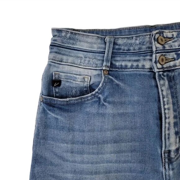 Kancan Curvy Split Released Hem Flare Distressed Denim Size 9/28 - Picture 7 of 11
